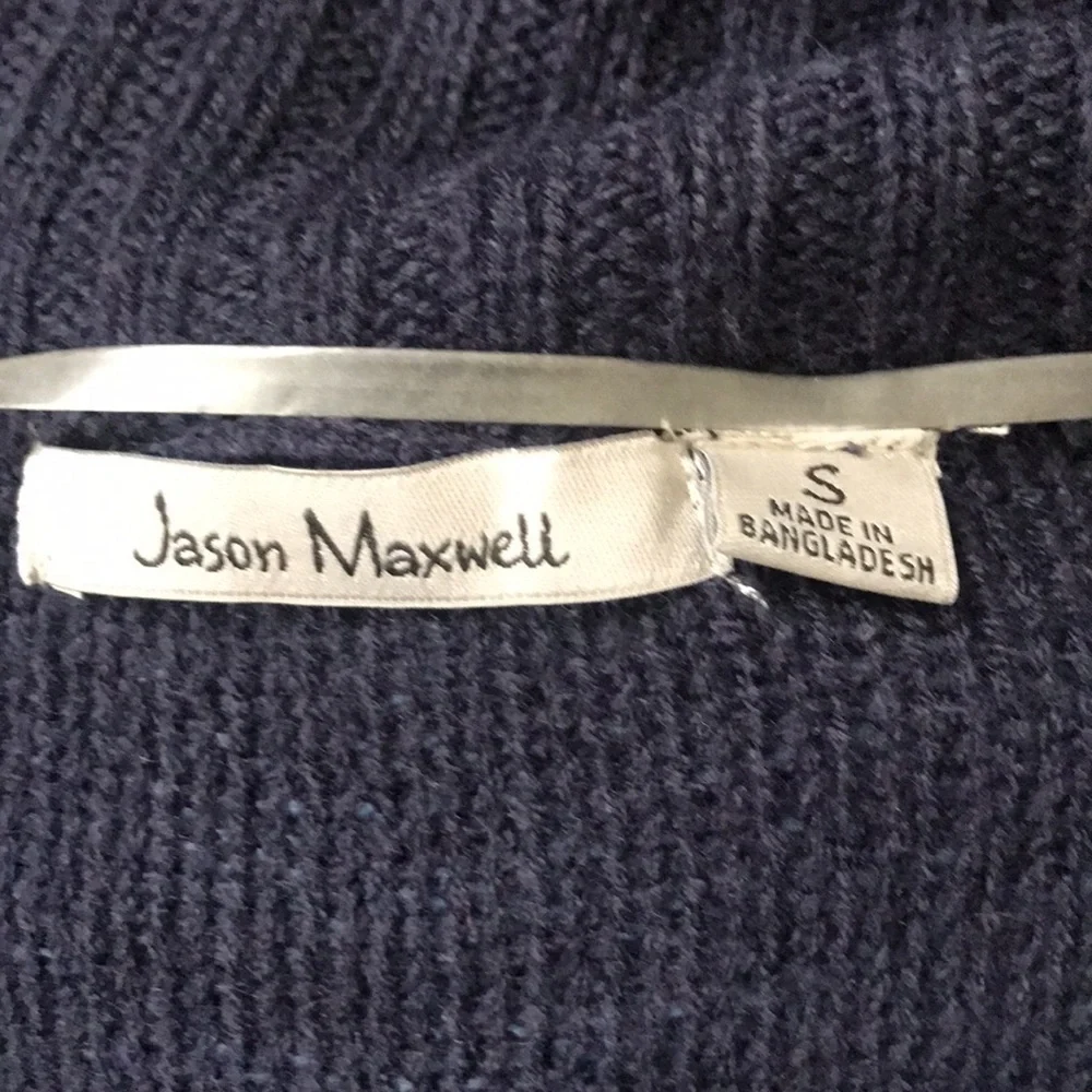 Jason Maxwell color block blue, white, gray fall winter open cardigan sweater S
